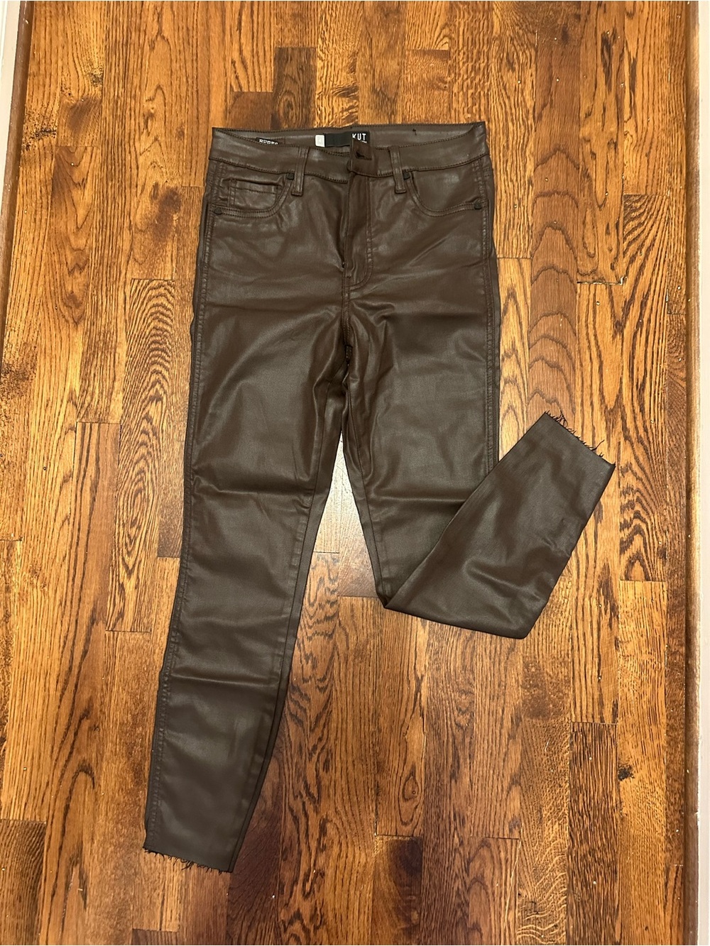Kut from the Kloth Brown Coated Skinny Pants